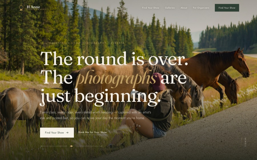 Homepage design for H Anne Photography